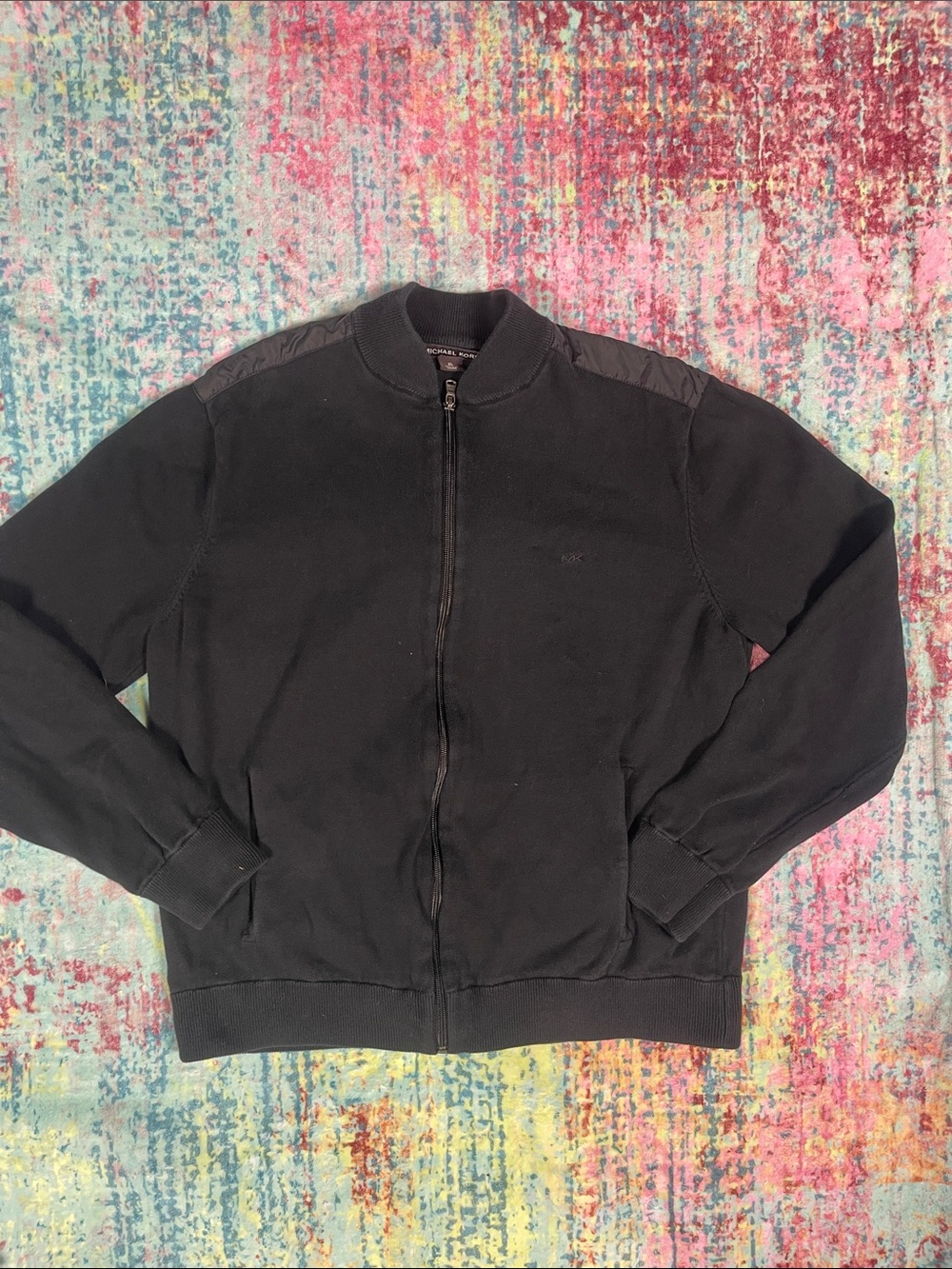 Michael Kors Men's Black Zip-Up Bomber Sweater